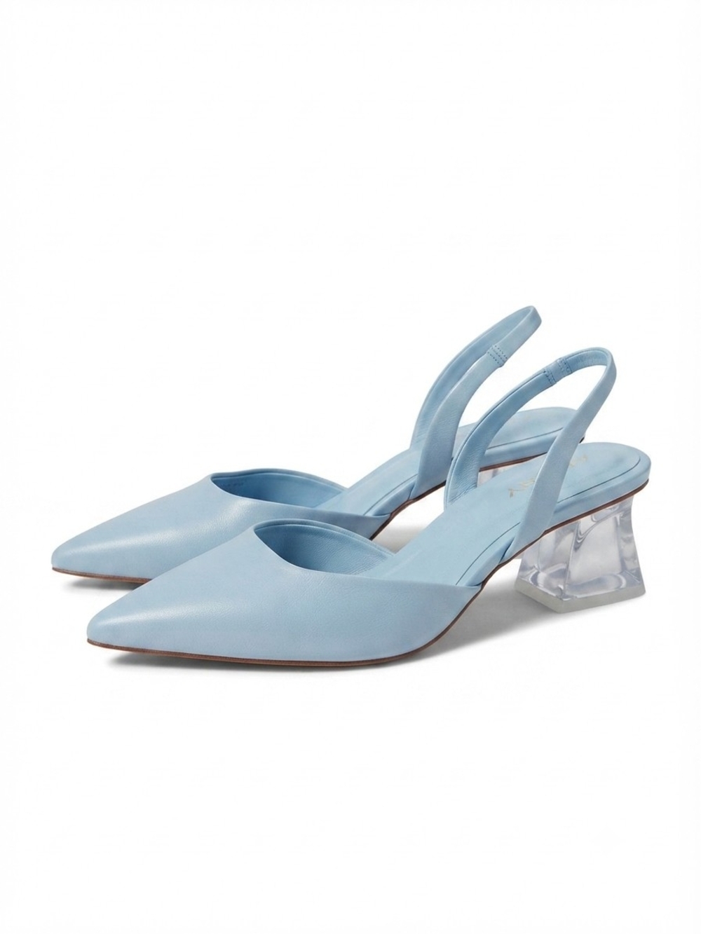 Aldo Baby Blue Slingback Pointed Toe Heels with Clear Block Heel 9.5